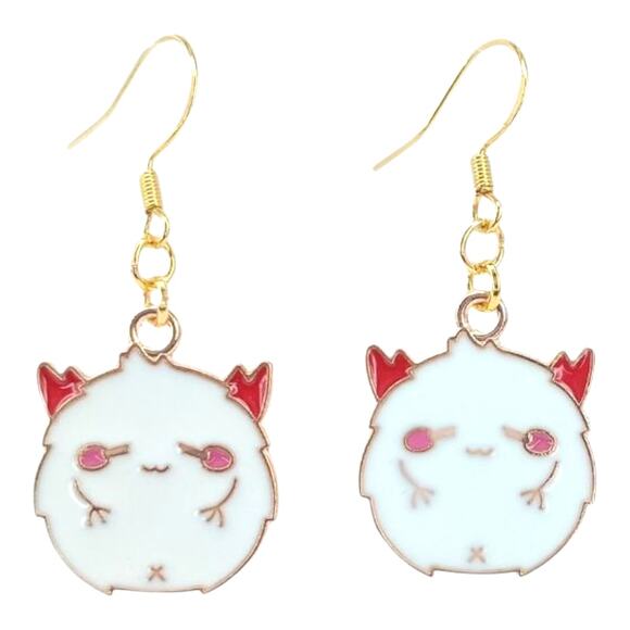 White Monster Earrings 🩸 Gothic Kawaii Dangles - Picture 1 of 4
